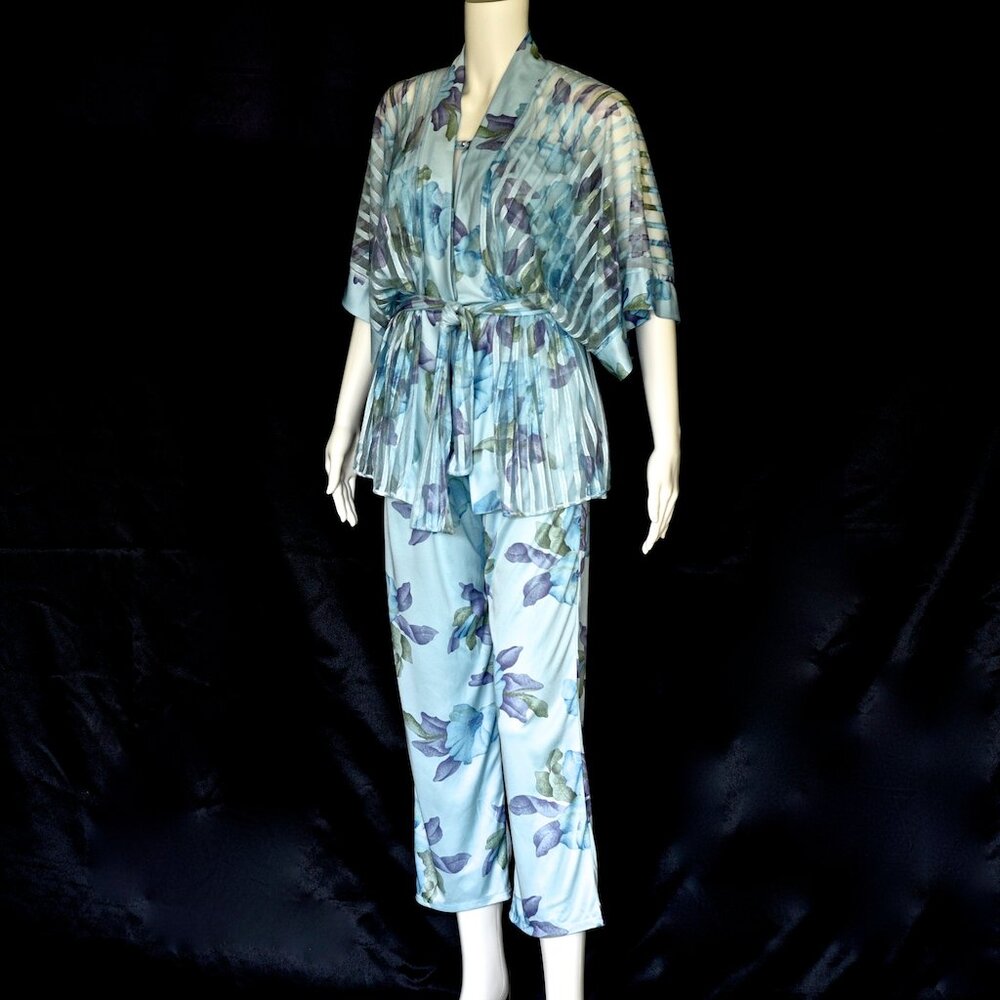 Diamond Tea Gown By Diane Deckel 1970's Blue Lounge Set - Montreal
